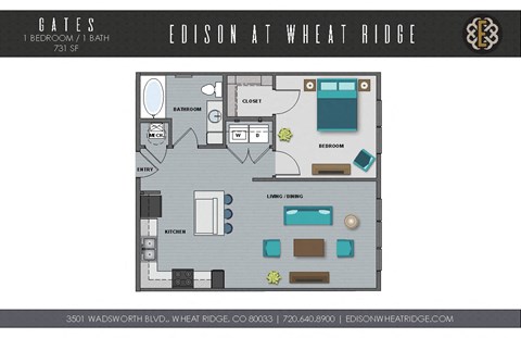 Gates Floorplan at The Edison at Wheat Ridge, Wheat Ridge, CO